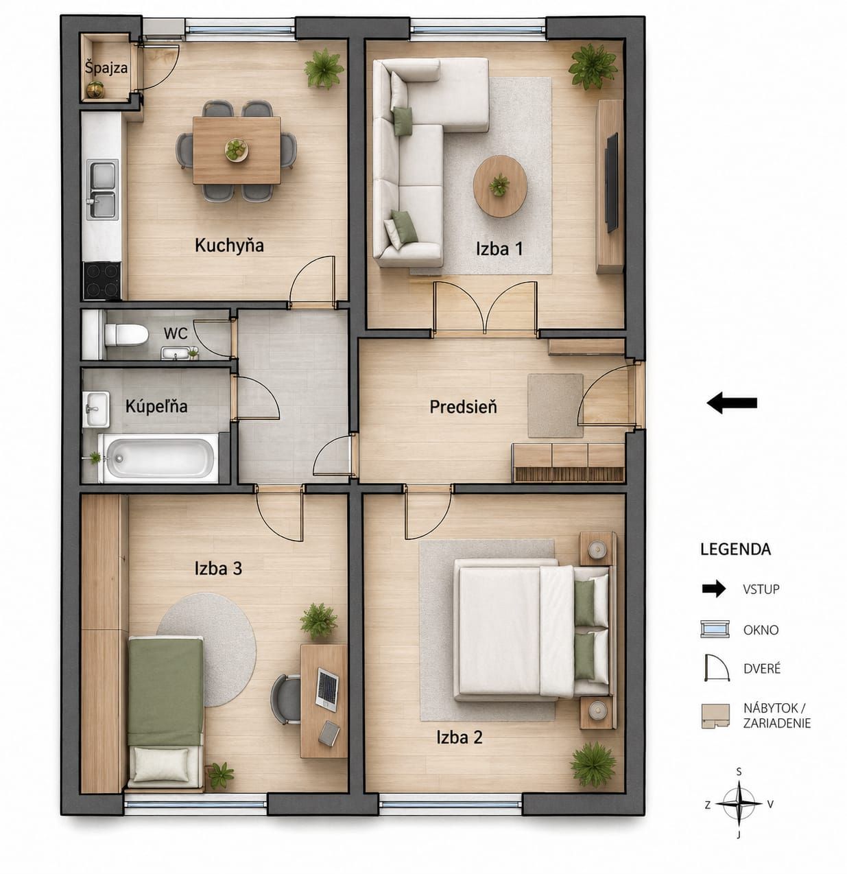 NUERA | Two bedroom apartment with separate kitchen, Tabaková